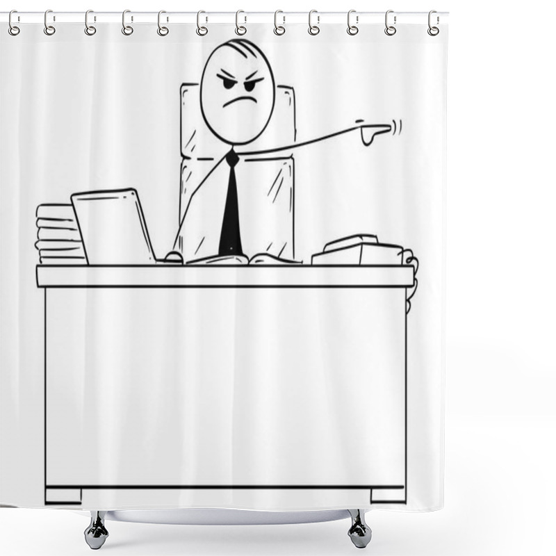 Personality  Vector Stick Man Cartoon Of Boss Firing Dismissing A Worker Shower Curtains