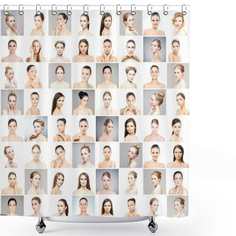 Personality  Collage Of Female Portraits Shower Curtains