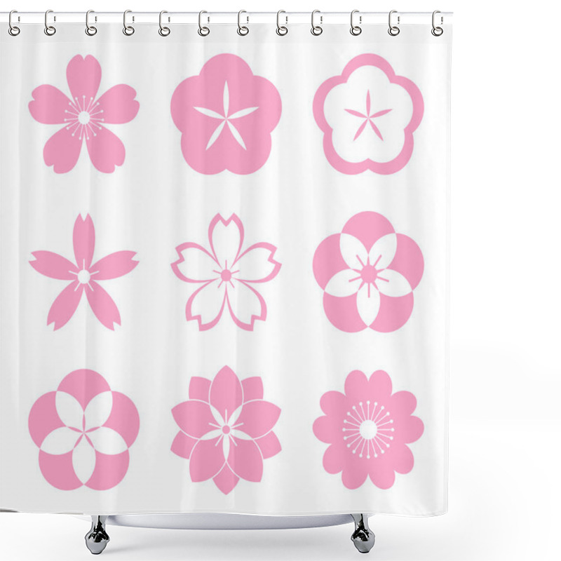 Personality  Cherry Blossom Icon Set Shower Curtains