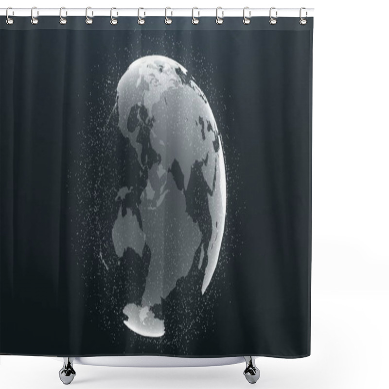 Personality  Planet Earth Particle Global Background. 3D Render Shower Curtains