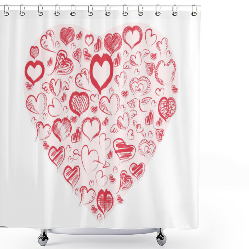 Personality  The Red Doodle Hearts Background Shower Curtains