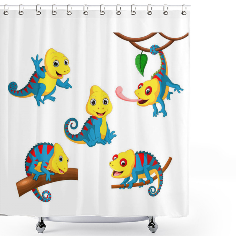 Personality  The Collection Of The Chameleon With The Fullcolour And Different Posing Shower Curtains