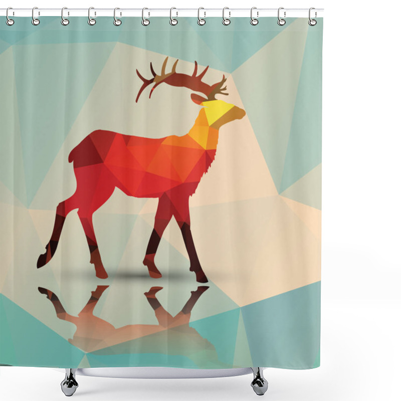 Personality  Geometric Polygonal Deer, Pattern Design, Vector Illustration Shower Curtains