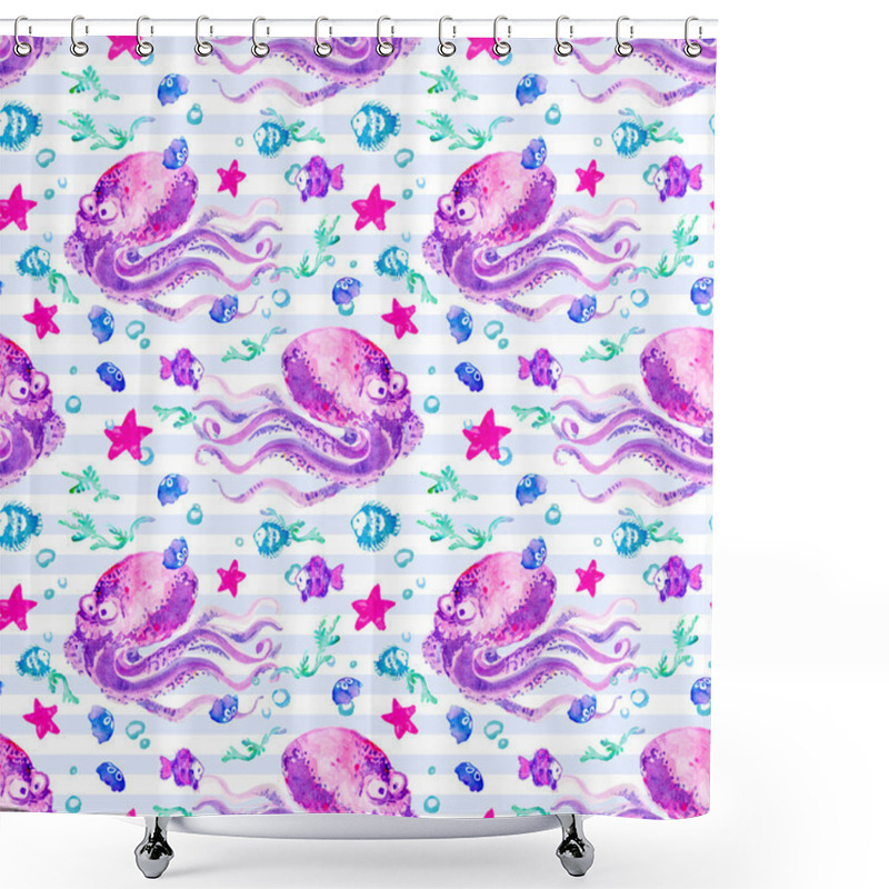 Personality  Octopus And Other Marine Inhabitants Shower Curtains