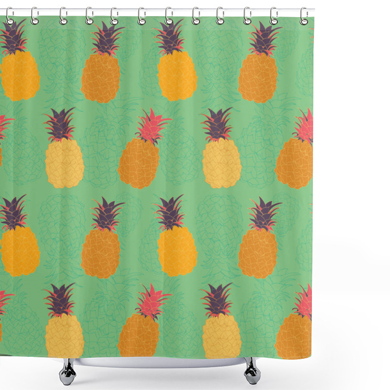 Personality  Vector Pineapple Seamless Pattern Shower Curtains