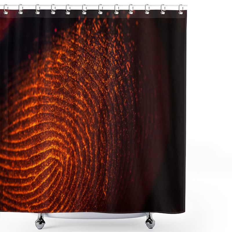 Personality  Red-orange Fingerprints On Black Shower Curtains