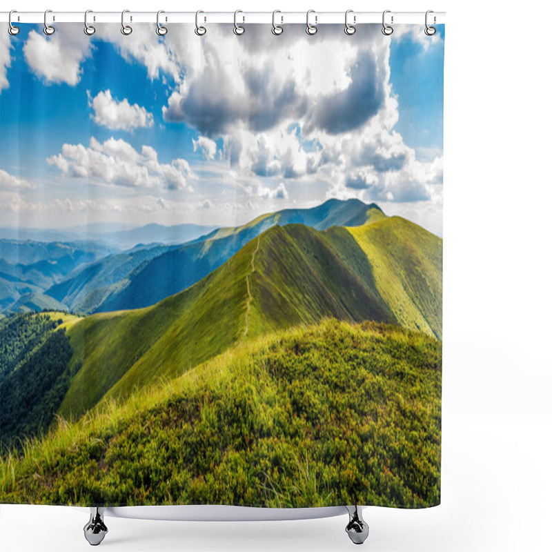 Personality  Lovely Green Grassy Hills Of Mountain Ridge Shower Curtains