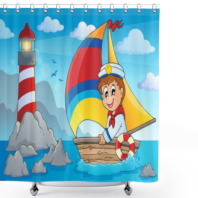 Personality  Image With Sailor Theme 4 Shower Curtains