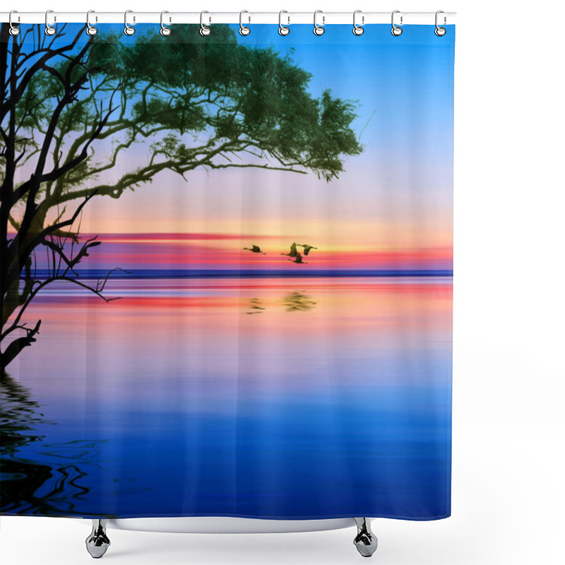 Personality  Beautiful Landscape With Birds Shower Curtains