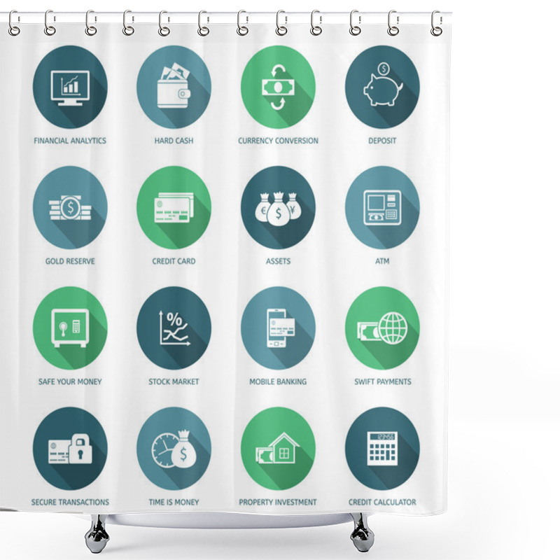 Personality  Finance And Money Icons Shower Curtains