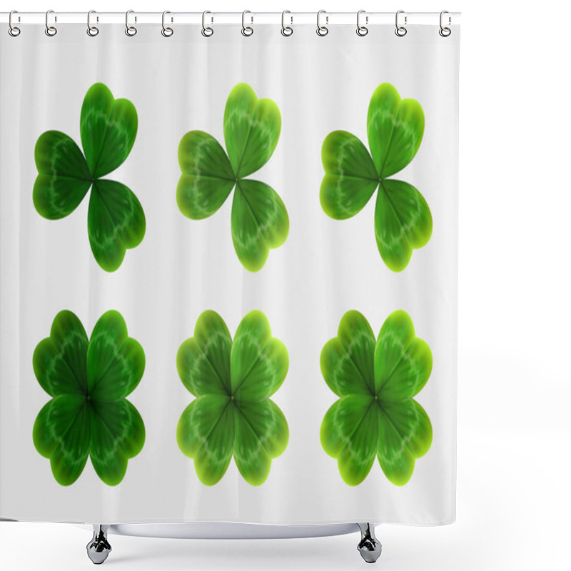 Personality  Set Of Green Leaves Of Clover Shower Curtains