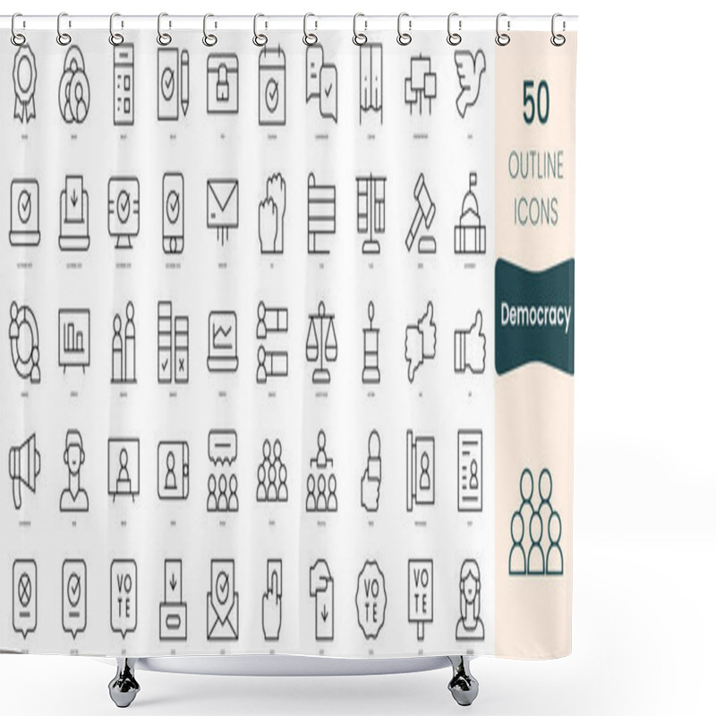 Personality  Set Of Democracy Icons. Thin Linear Style Icons Pack. Vector Illustration Shower Curtains