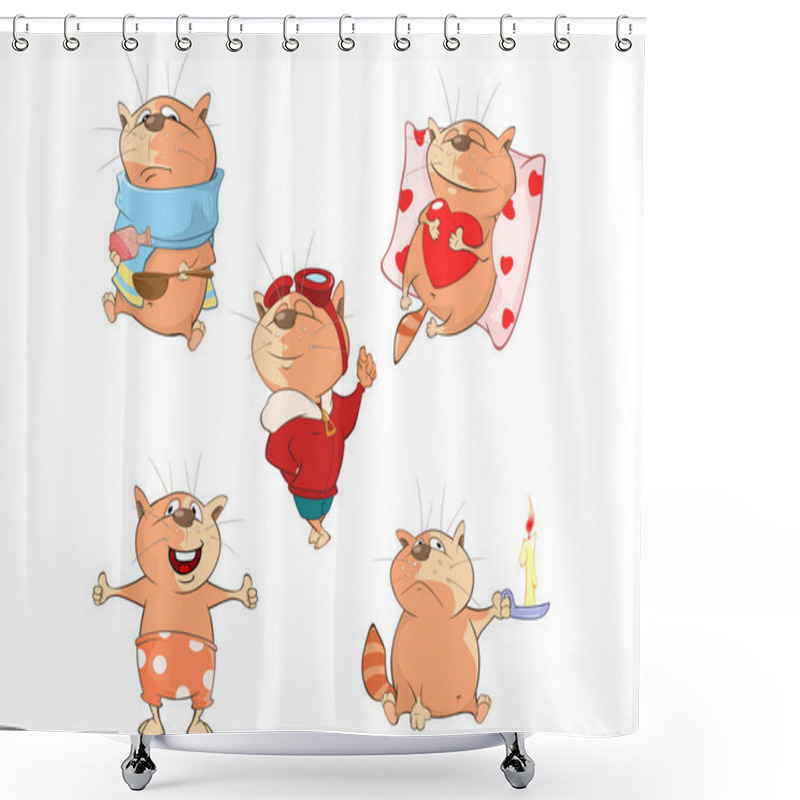 Personality  Set Of A Cute Cartoon Cats For You Design Shower Curtains