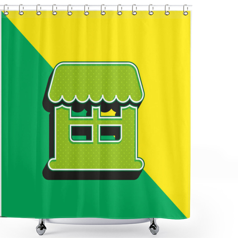 Personality  Big Store Green And Yellow Modern 3d Vector Icon Logo Shower Curtains