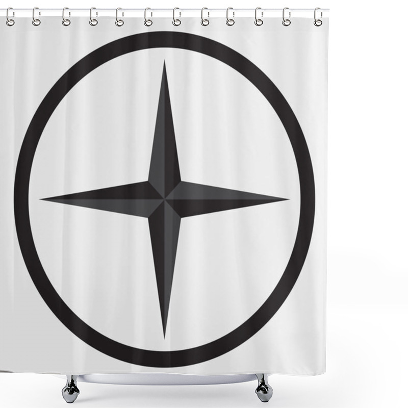 Personality  Compass Star Icon Monochrome Black White Shower Curtains