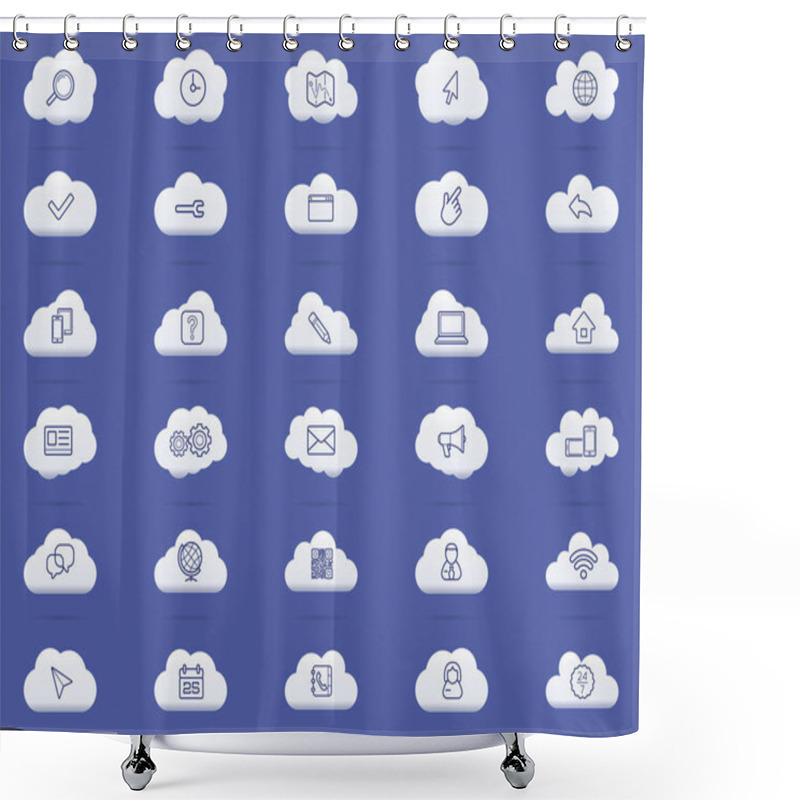 Personality  Cloud Computing Linear Icons Set Shower Curtains