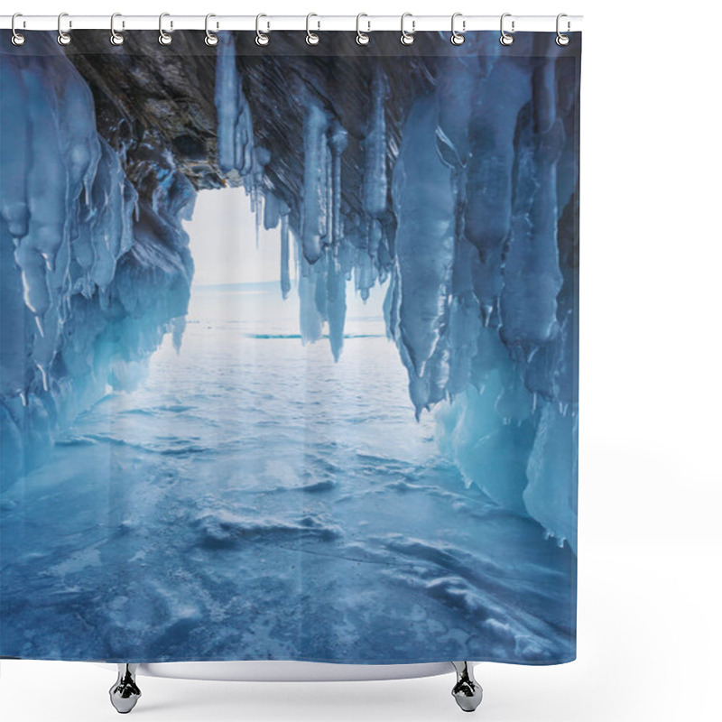 Personality  Winter Frozen Ice Cave At Frozen Lake Baikal In Siberia, Russia Shower Curtains