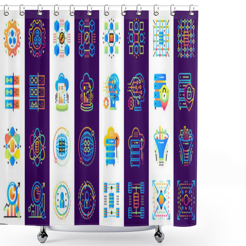 Personality  Flat Icon Set Of Data Science Technology And Machine Learning Pr Shower Curtains