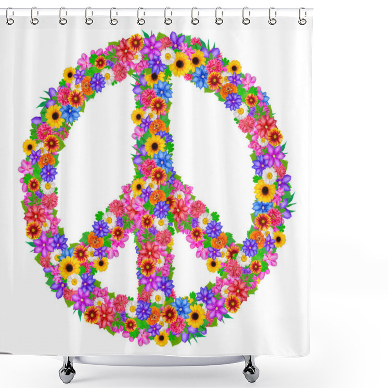 Personality  Floral Peace Symbol Shower Curtains