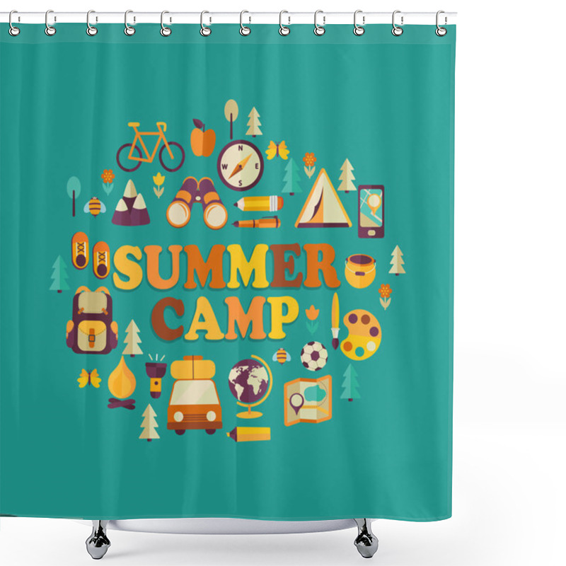 Personality   Summer Camp Poster Shower Curtains