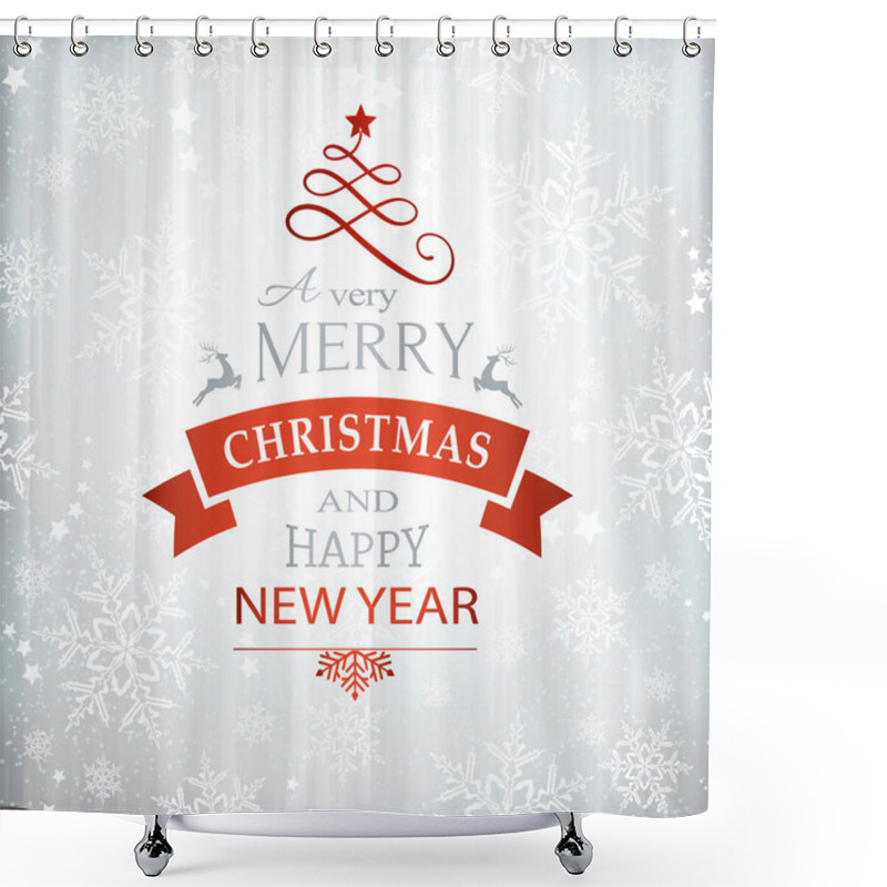 Personality  Red Silver Christmas Background Typography Shower Curtains