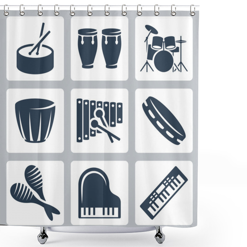 Personality  Vector Musical Istruments: Drums And Keyboards Shower Curtains