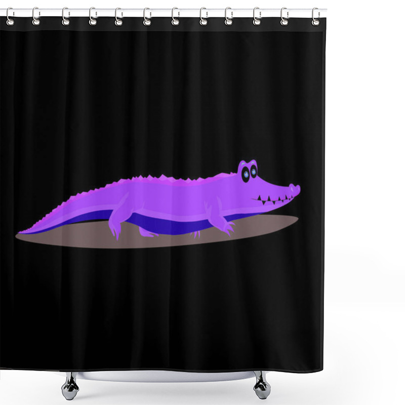 Personality  Green Crocodile With Spikes And Closed Mouth - Cartoon Vector Image Shower Curtains