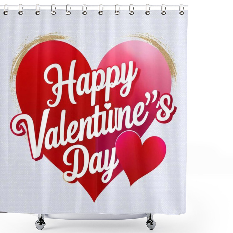 Personality  Happy Valentines Day Lettering Post Backgrounds Shower Curtains