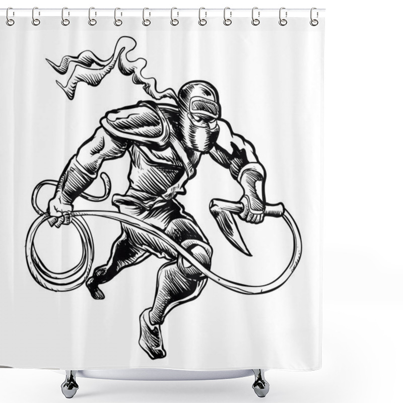 Personality  Hand Drawn Sketchy Illustration Of A Ninja Shower Curtains