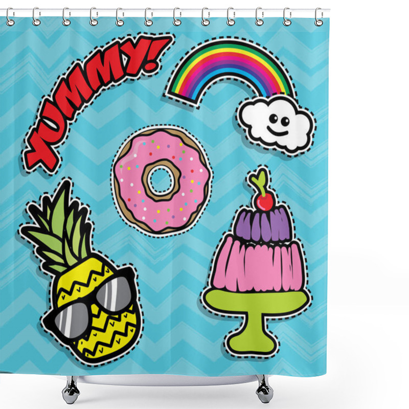 Personality  Pop Art Fashion Chic Patches Shower Curtains