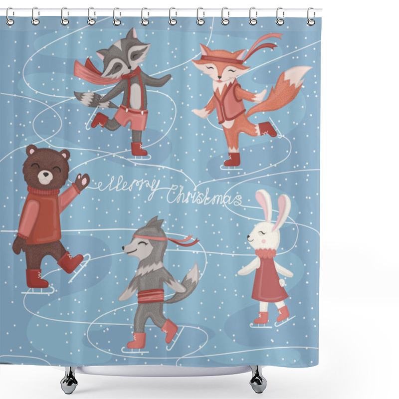 Personality  Ice Skating Animals. Shower Curtains