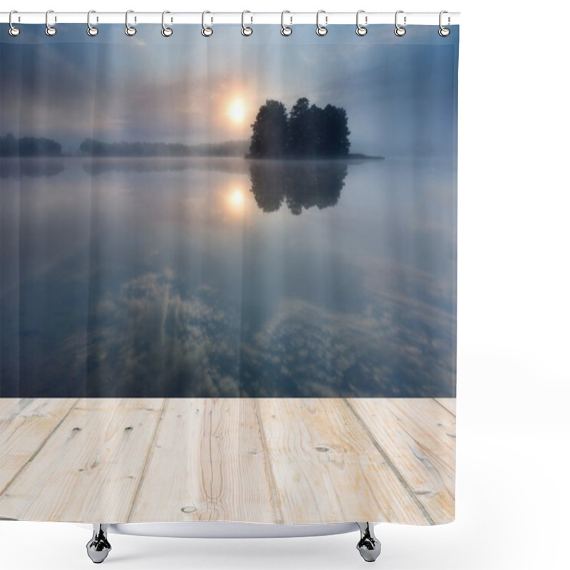 Personality  Beautiful Sunrise Over Lake. Shower Curtains