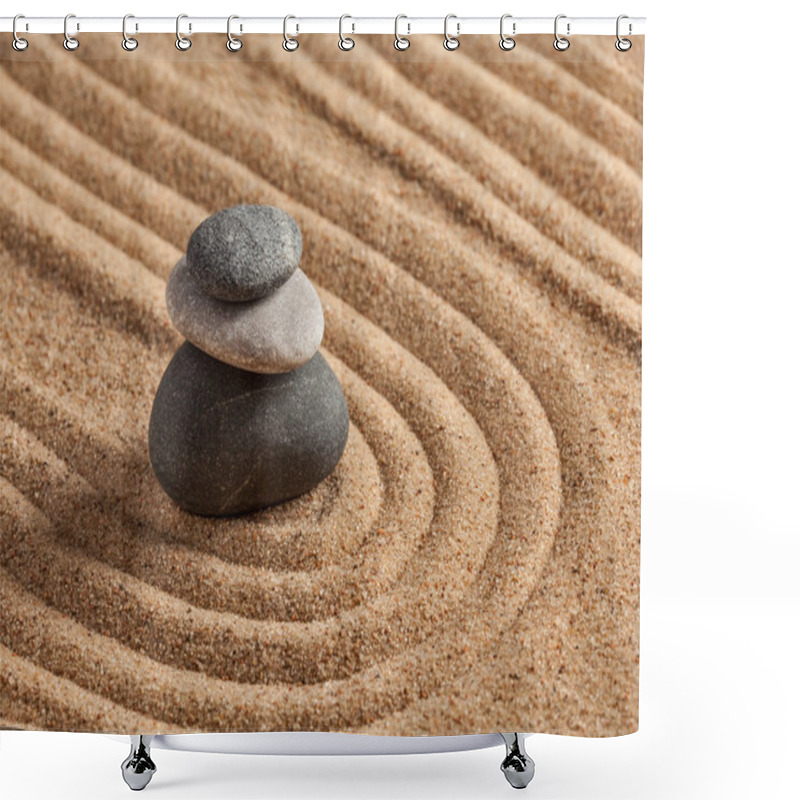 Personality  Japanese Zen Stone Garden Shower Curtains