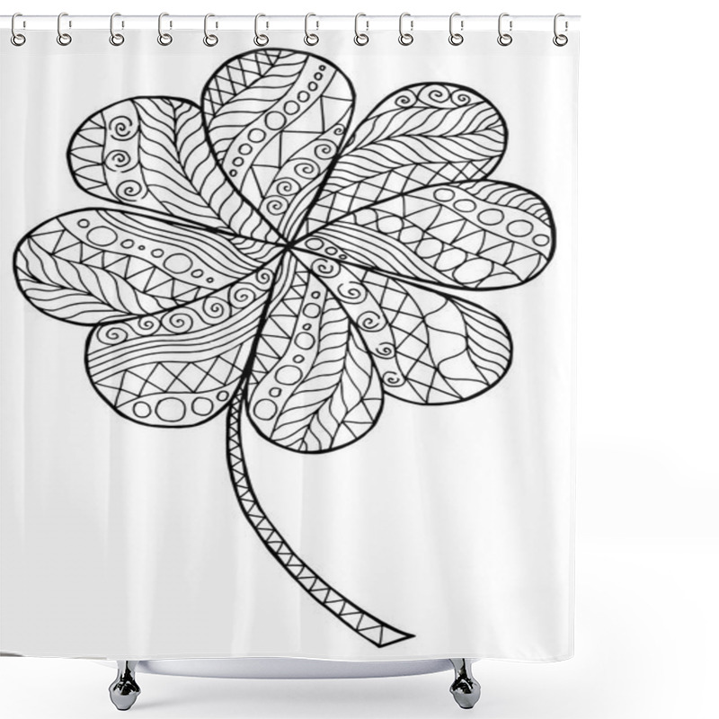 Personality  Doodle Zentangle Clover Shamrock Saint Patrick's Day Vector Shower Curtains