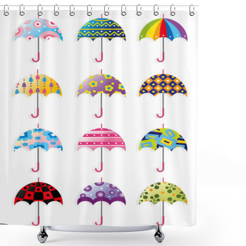 Personality  Cartoon Umbrellas Icon Shower Curtains