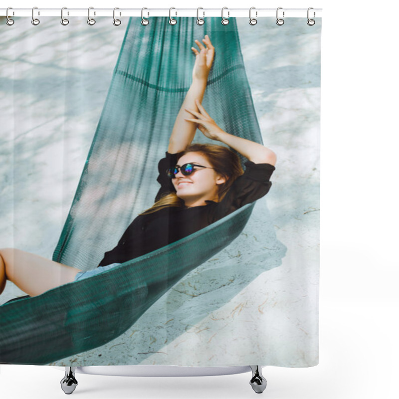 Personality  Young Girl Resting In  Hammock Shower Curtains