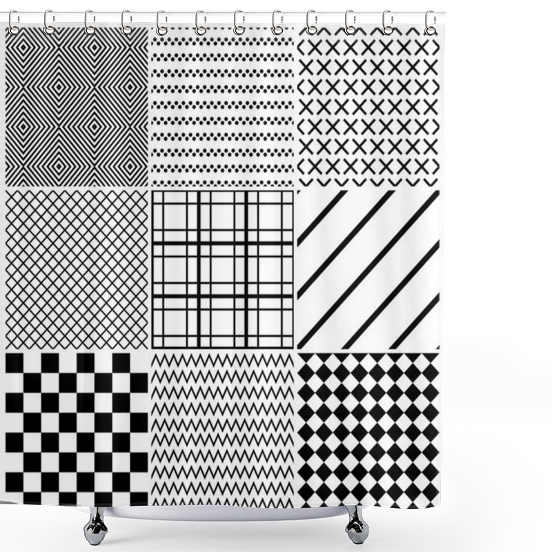 Personality  Set Of 9 Abstract Geometric Patterns. Shower Curtains