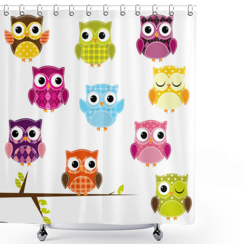 Personality  Vector Illustration Of Patchwork Owls Shower Curtains