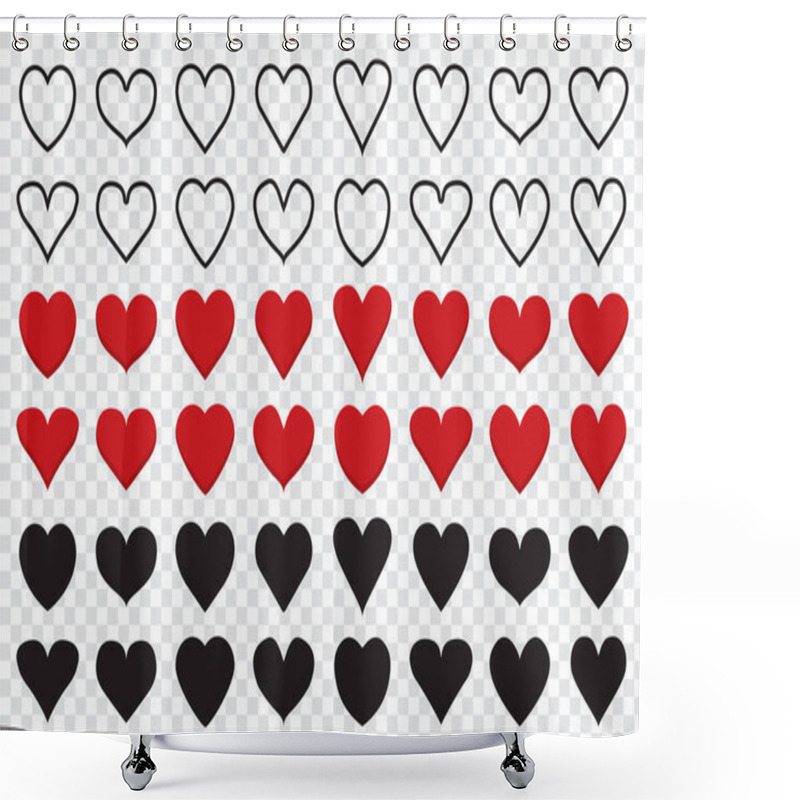 Personality  Set Of Heart Icons In Different Shapes. Line Icons Of Heart. Red Heart Icons. Big Collection Of Heart Icons. Heart Star Icons Shower Curtains