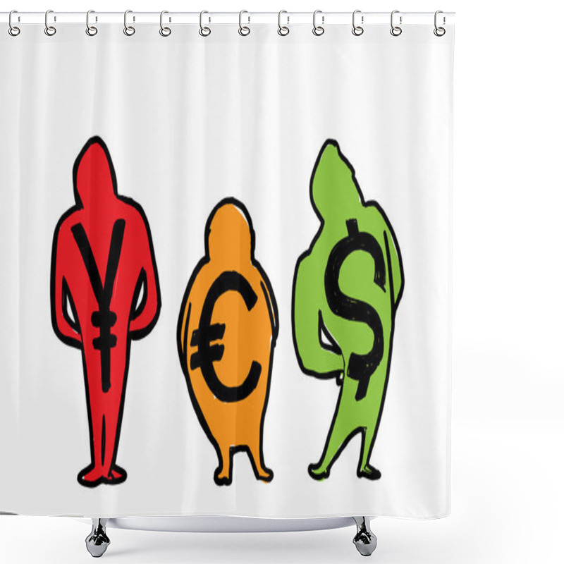 Personality  Currency Sketched Concept Shower Curtains