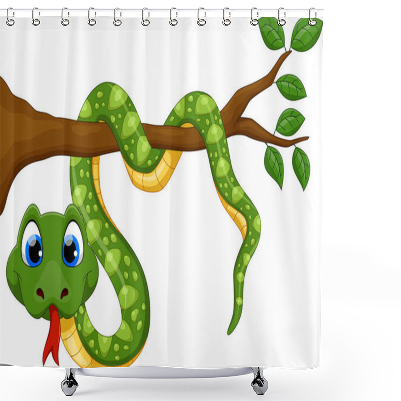 Personality  Cute Cartoon Snake On Branch  Shower Curtains