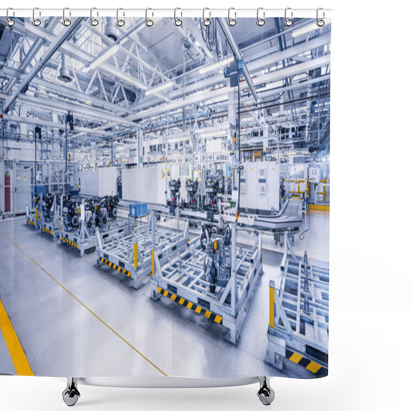 Personality  Car Engines At Conveyor Line Shower Curtains