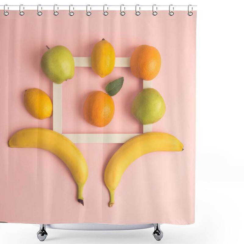 Personality  Minimal Fruit Flat Lay Creative Concept. Shower Curtains