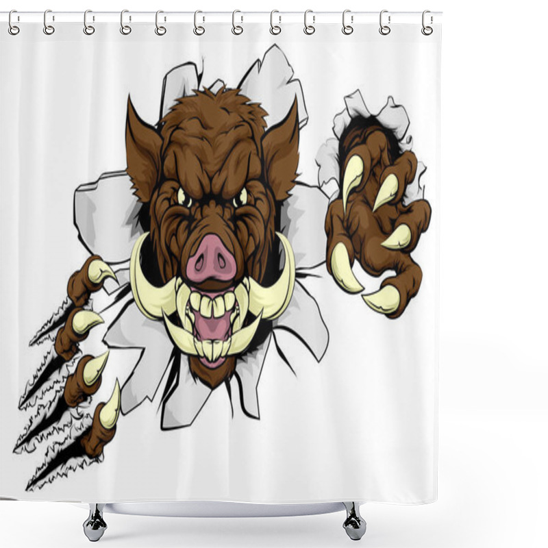 Personality  Boar Mascot Illustartion Shower Curtains