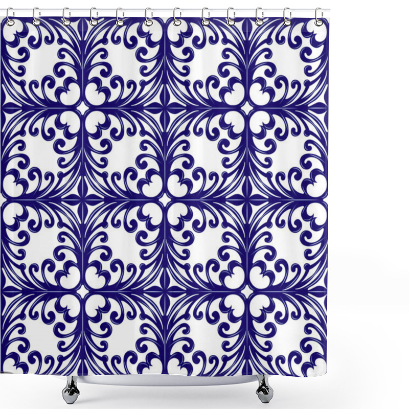 Personality  Italian Traditional Ornament, Floral Pattern Shower Curtains