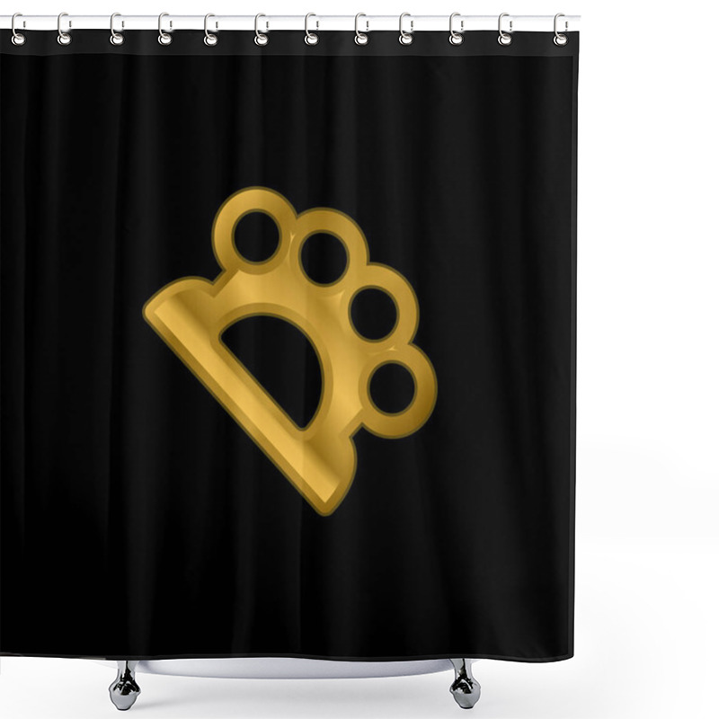 Personality  Brass Knuckles Gold Plated Metalic Icon Or Logo Vector Shower Curtains