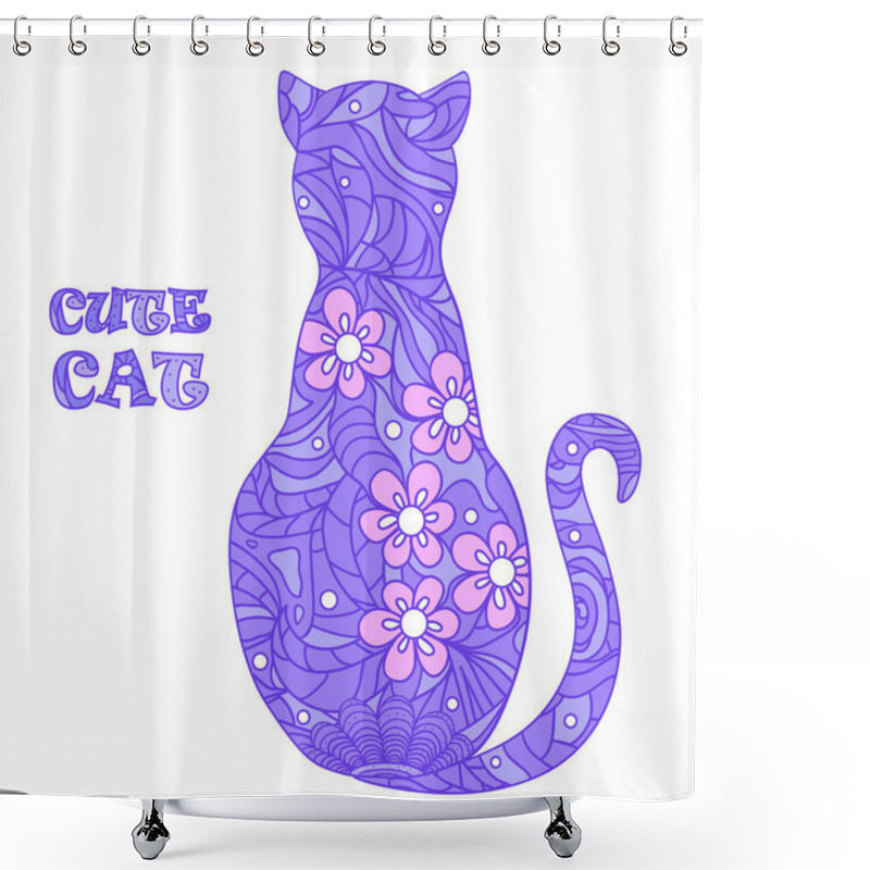 Personality  Cat. Design Zentangle. Shower Curtains