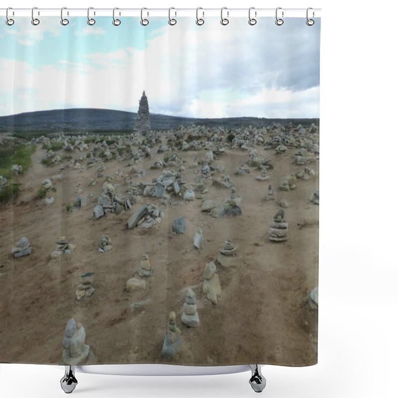 Personality  North Cape Norway, Island Mageroya Situated On The North Of The North Cape Cliff Shower Curtains