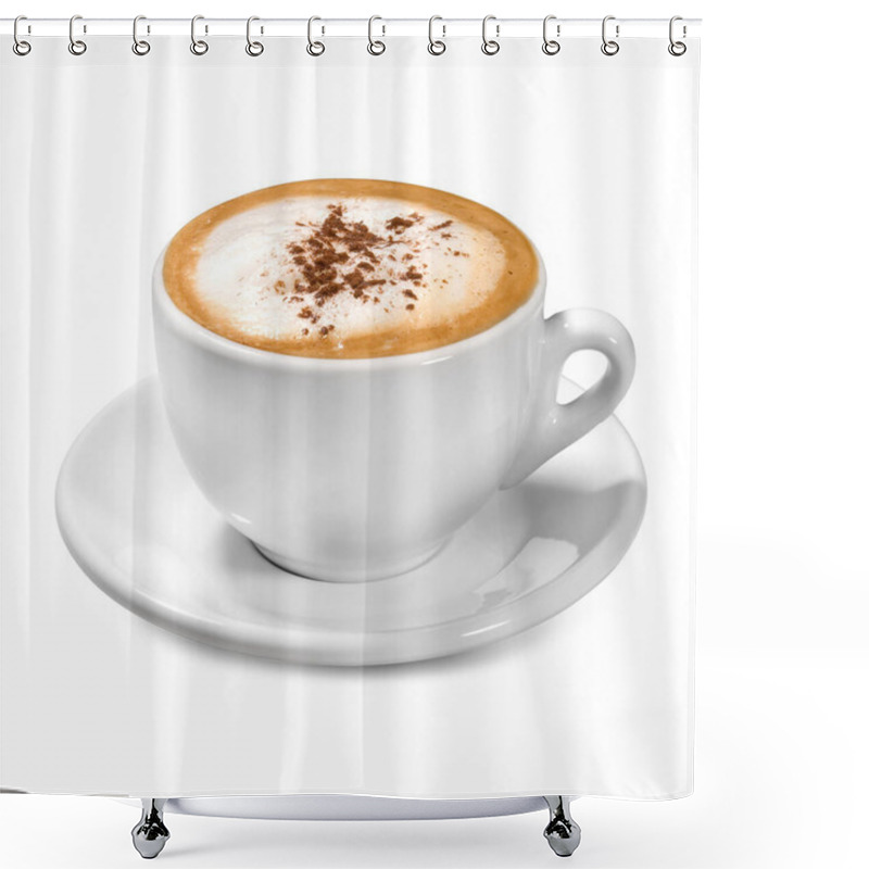 Personality  Italian Cappuccino Coffee Cup - Isolated On White Background Shower Curtains