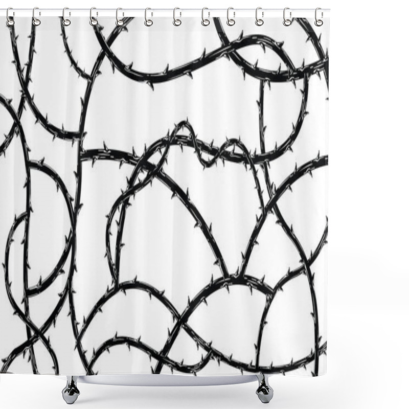 Personality  Blackthorn Branches With Thorns Stylish Background. Shower Curtains